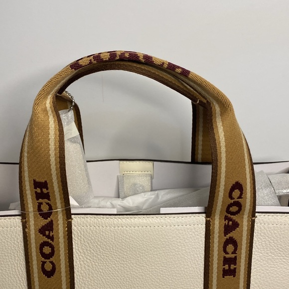 Coach Leather Web Smooth Tote Chalk Color NWT Crossbody Medium - Picture 2 of 10